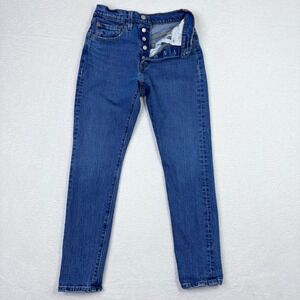 Levis 501 S Womens Jeans Size 26 Button Fly Straight Leg Denim Blue Slim Fit